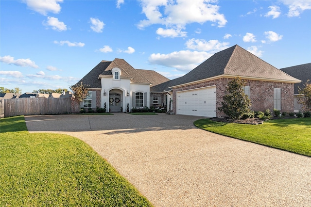 view of front of home featuring a garage and a front yard