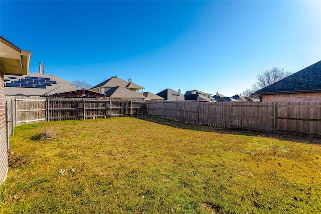 view of yard featuring a fenced backyard