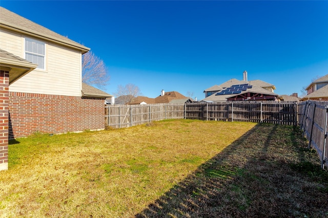 view of yard featuring a fenced backyard