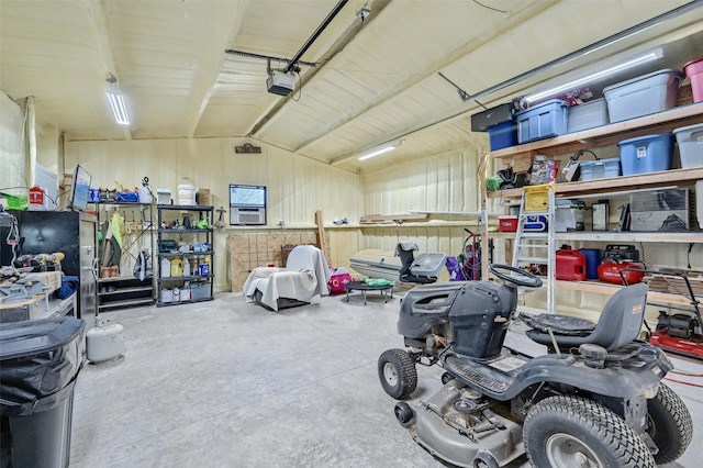 garage with a garage door opener