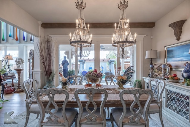 dining room with a notable chandelier