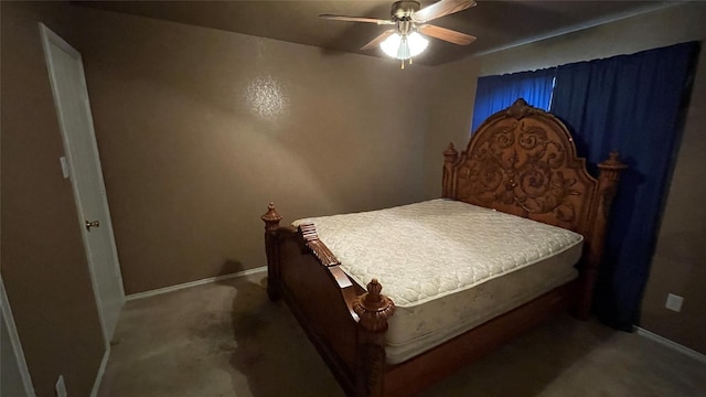 bedroom featuring carpet flooring and ceiling fan