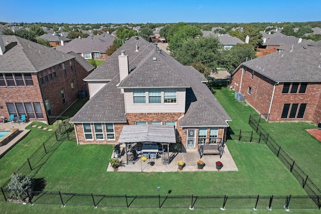 bird's eye view with a residential view