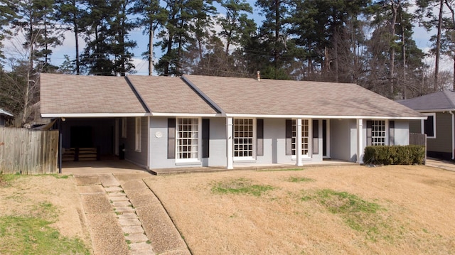 view of single story home