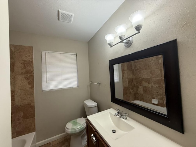 full bathroom with vanity, toilet, and shower / bathing tub combination