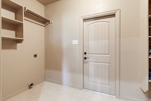 clothes washing area with hookup for an electric dryer