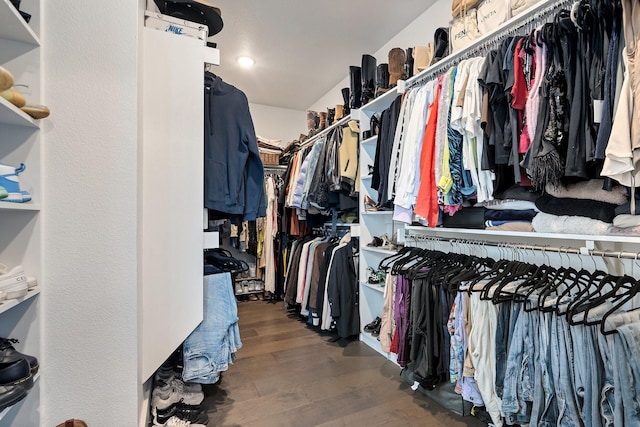 spacious closet featuring hardwood / wood-style floors