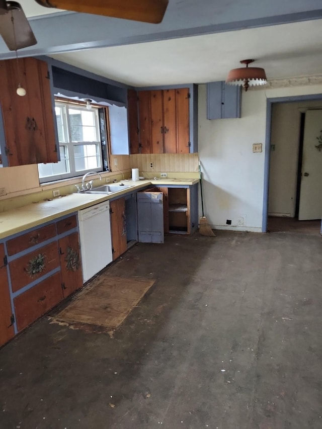 kitchen with sink and white dishwasher