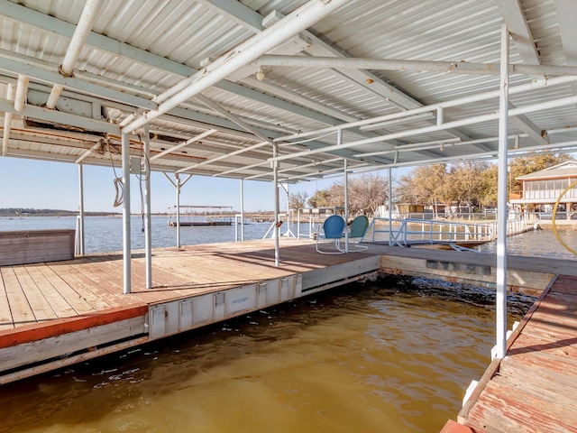 view of dock featuring a water view