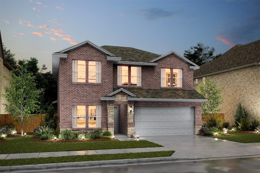 view of front property with a garage