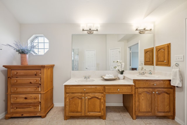 bathroom featuring vanity and tile patterned flooring