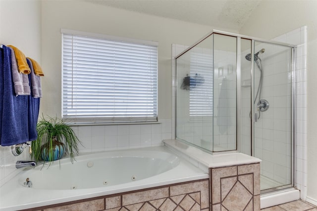 bathroom with plus walk in shower