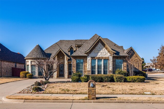2605 Waterstone Ln, Rockwall, TX 75032 - french country home with brick siding and stone siding