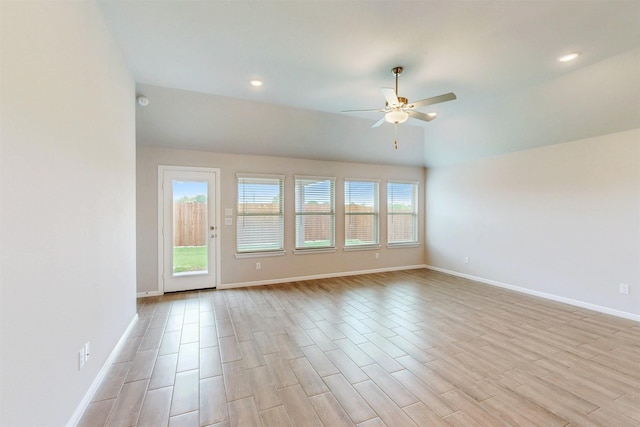 716 Tawny Turn, Lavon, TX 75166 - unfurnished room with baseboards, recessed lighting, light wood-style floors, and ceiling fan