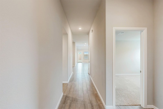 716 Tawny Turn, Lavon, TX 75166 - hall with recessed lighting, baseboards, light wood finished floors, and visible vents