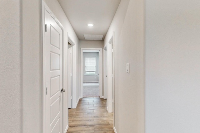 721 Merry Summit Rd, Lavon, TX 75166 - hallway with light wood-type flooring, baseboards, and recessed lighting