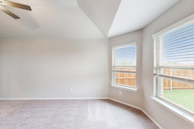 721 Merry Summit Rd, Lavon, TX 75166 - carpeted empty room featuring healthy amount of natural light, ceiling fan, vaulted ceiling, and baseboards