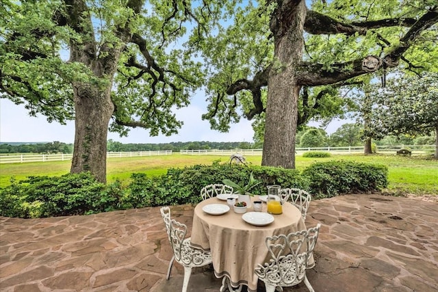 view of patio with a rural view