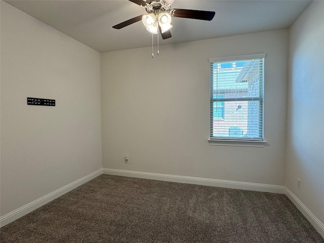 spare room featuring dark colored carpet