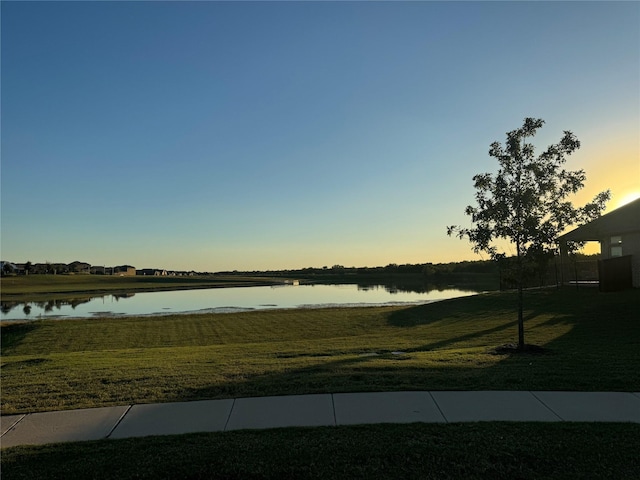 exterior space featuring a water view