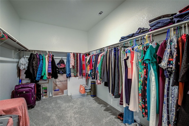 spacious closet with carpet flooring