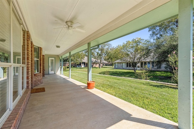 view of patio / terrace featuring ceiling fan