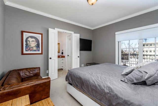 bedroom with hardwood / wood-style flooring and ornamental molding