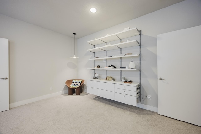 interior space featuring carpet floors and baseboards