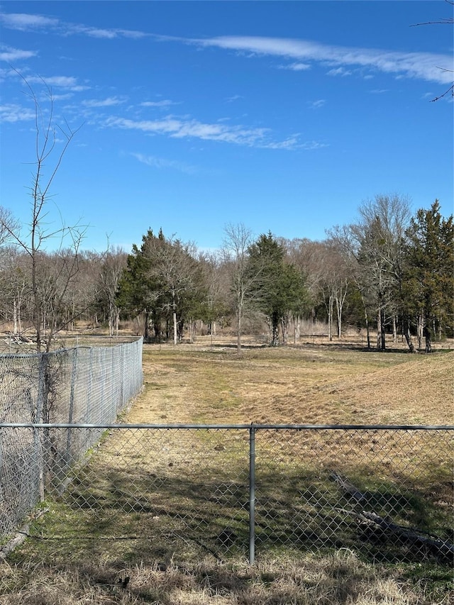 view of yard with fence and a rural view