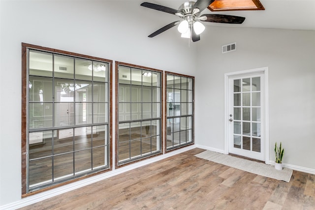 2261 Woodcreek, Carrollton, TX 75006 - interior space with lofted ceiling and ceiling fan