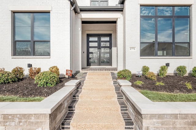 property entrance with french doors