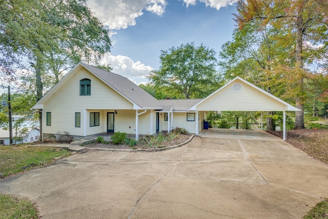 view of front of property with a carport