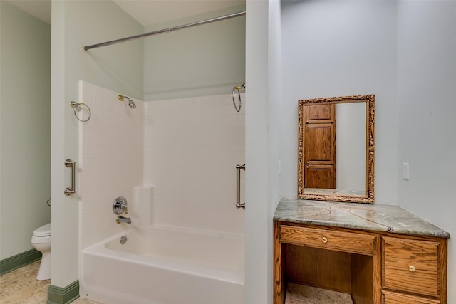 full bathroom featuring tile patterned flooring, shower / washtub combination, vanity, and toilet