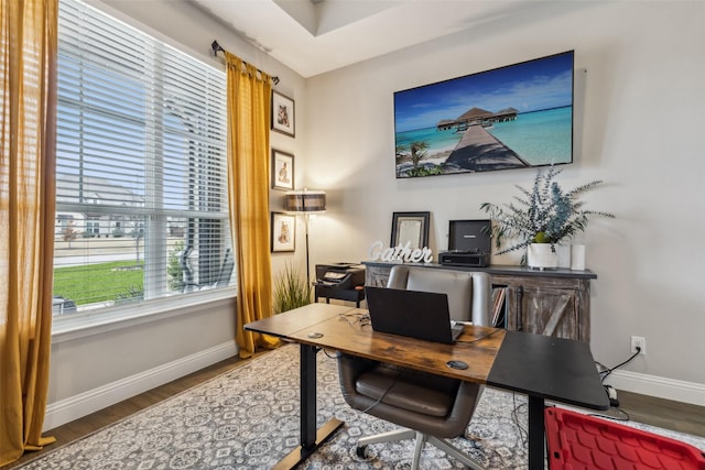 office with hardwood / wood-style flooring