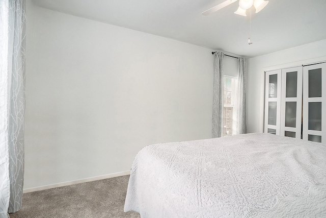 bedroom featuring carpet and ceiling fan