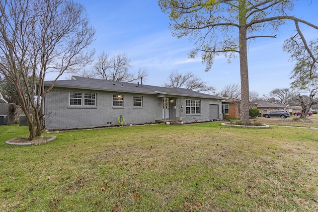 back of property featuring cooling unit and a yard