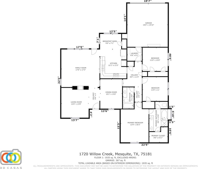 1720 Willow Crk, Mesquite, TX 75181 - floor plan