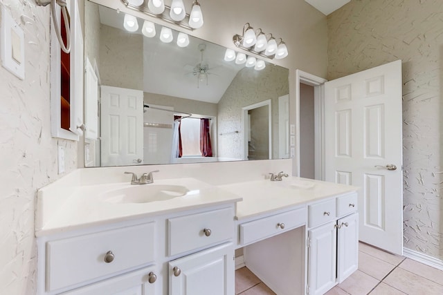 1720 Willow Crk, Mesquite, TX 75181 - full bath with tile patterned floors, ceiling fan, and a sink