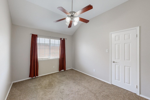 1720 Willow Crk, Mesquite, TX 75181 - carpeted spare room featuring baseboards, a ceiling fan, and lofted ceiling