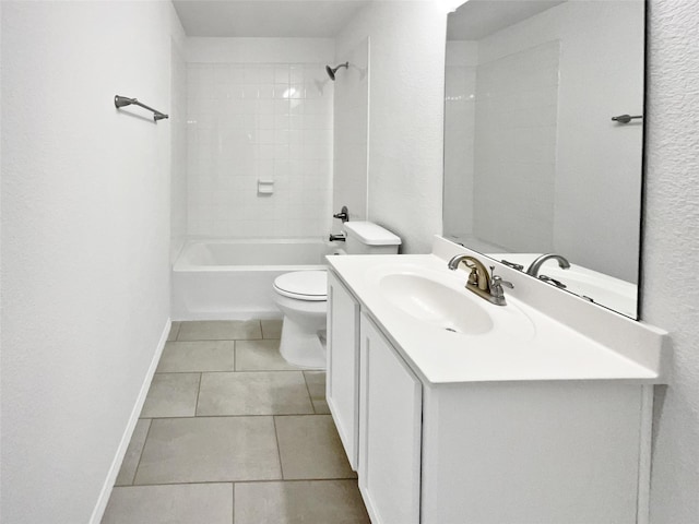 6416 Texas Cowboy Dr, Fort Worth, TX 76123 - bathroom featuring toilet, vanity, tile patterned floors, and baseboards