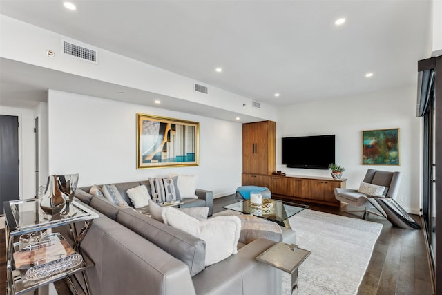 living room with hardwood / wood-style flooring