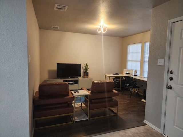 office area with hardwood / wood-style flooring