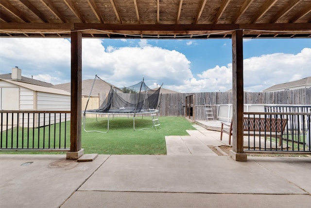 view of patio / terrace with a trampoline