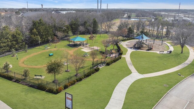 birds eye view of property with a residential view