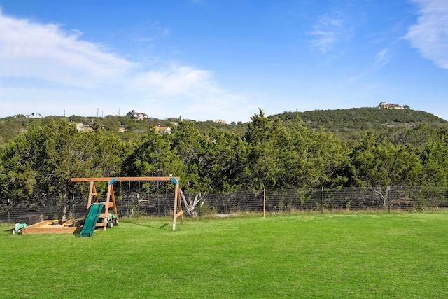 view of yard with a playground