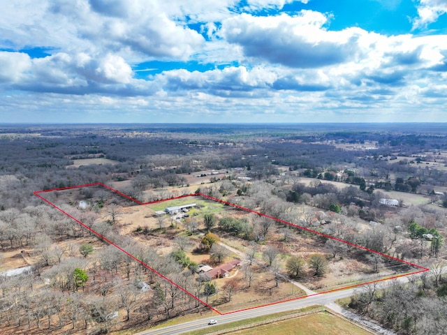 bird's eye view with a rural view