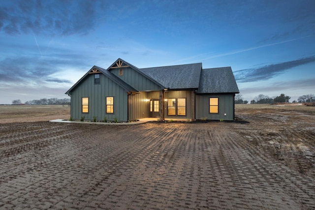 view of modern inspired farmhouse