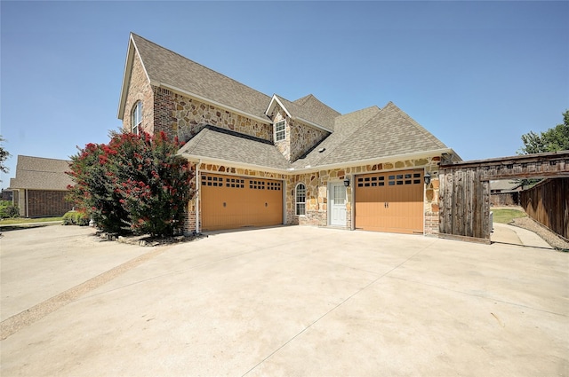 view of front of property with a garage