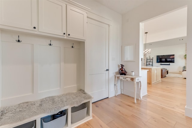 mudroom featuring light hardwood / wood-style floors