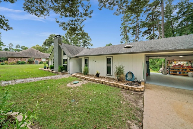 single story home with a carport and a front yard